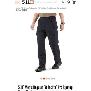5.11 tactical Men's Regular Fit Taclite Pro Ripstop Cargo Pant 38x30 dark navy